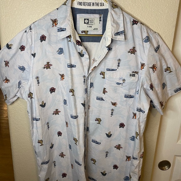 Salty Crew Bonzarelly Blue Icon Short Sleeve Button Up - Picture 7 of 8